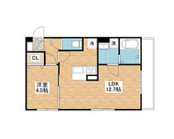 アリア守山 2階1LDKの間取り