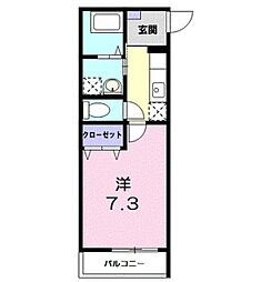 サウスセントラル衣川 1Kの間取図画像