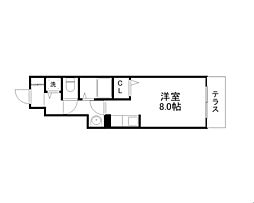 エスポワール参番館 ワンルームの間取図画像