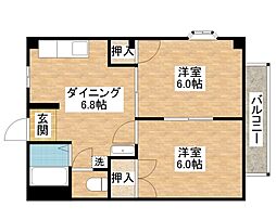 タカラ・コーポラス壱番館 2DKの間取図画像