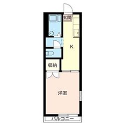 コーポ香山 1Kの間取図画像