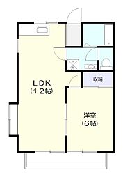ストロベリーフィールズ下妻2棟 2階1LDKの間取り