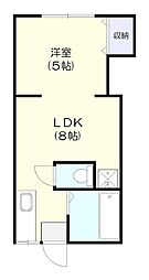 クロスブリッジ鹿島 1階1LDKの間取り