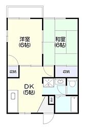 ファミールナオイB 2DKの間取図画像