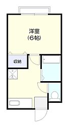 サンライフスズキE 1Kの間取図画像