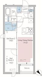 都営三田線 春日駅 徒歩10分の賃貸マンション 3階2DKの間取り