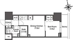 東京メトロ銀座線 稲荷町駅 徒歩3分の賃貸マンション 8階1DKの間取り