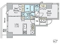 JR常磐線 上野駅 徒歩7分の賃貸マンション 9階2LDKの間取り