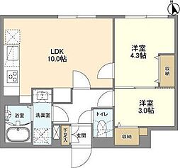 都営大江戸線 若松河田駅 徒歩5分の賃貸マンション 1階2LDKの間取り