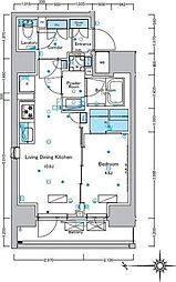 東京メトロ日比谷線 入谷駅 徒歩8分の賃貸マンション 14階1LDKの間取り