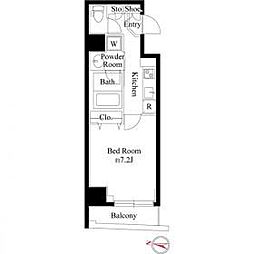 都営浅草線 人形町駅 徒歩5分の賃貸マンション 6階1Kの間取り