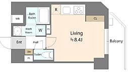 東京メトロ丸ノ内線 本郷三丁目駅 徒歩7分の賃貸マンション 2階1Kの間取り