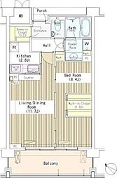 東京メトロ丸ノ内線 茗荷谷駅 徒歩12分の賃貸マンション 2階1LDKの間取り