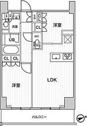 都営浅草線 蔵前駅 徒歩2分の賃貸マンション 15階2LDKの間取り