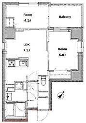 東京メトロ日比谷線 入谷駅 徒歩4分の賃貸マンション 9階2DKの間取り