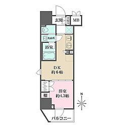 都営大江戸線 新御徒町駅 徒歩5分の賃貸マンション 6階1DKの間取り