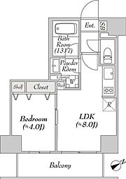 都営浅草線 浅草橋駅 徒歩5分の賃貸マンション 8階1LDKの間取り