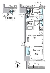 つくばエクスプレス 浅草駅 徒歩2分の賃貸マンション 8階1LDKの間取り