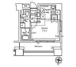 東京メトロ丸ノ内線 御茶ノ水駅 徒歩7分の賃貸マンション 7階1Kの間取り