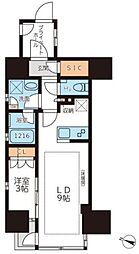 JR山手線 駒込駅 徒歩10分の賃貸マンション 10階1LDKの間取り