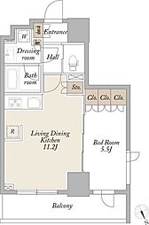 つくばエクスプレス 浅草駅 徒歩4分の賃貸マンション 9階1LDKの間取り