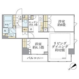 東京メトロ日比谷線 茅場町駅 徒歩4分の賃貸マンション 2階2LDKの間取り