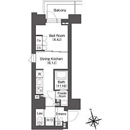 都営浅草線 浅草駅 徒歩2分の賃貸マンション 8階1DKの間取り