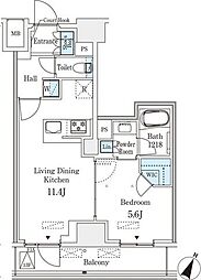 東京メトロ半蔵門線 神保町駅 徒歩4分の賃貸マンション 13階1LDKの間取り