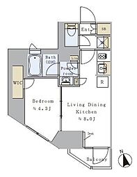 都営大江戸線 新御徒町駅 徒歩3分の賃貸マンション 2階1LDKの間取り
