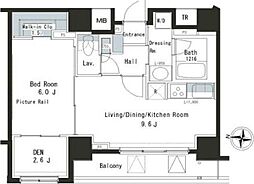 都営大江戸線 本郷三丁目駅 徒歩1分の賃貸マンション 12階1SLDKの間取り