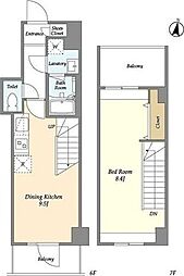 東京メトロ東西線 神楽坂駅 徒歩6分の賃貸マンション 6階1LDKの間取り
