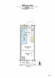 つくばエクスプレス 浅草駅 徒歩9分の賃貸マンション 11階1DKの間取り