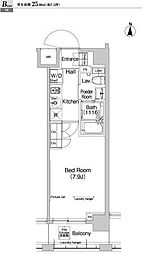 東京メトロ東西線 神楽坂駅 徒歩7分の賃貸マンション 2階1Kの間取り