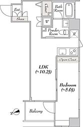 東京メトロ有楽町線 新富町駅 徒歩3分の賃貸マンション 2階1LDKの間取り