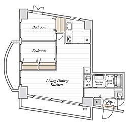 東京メトロ丸ノ内線 茗荷谷駅 徒歩9分の賃貸マンション 8階2LDKの間取り