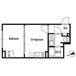 都営新宿線 曙橋駅 徒歩5分の賃貸マンション 4階1DKの間取り