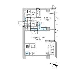 JR中央線 四ツ谷駅 徒歩5分の賃貸マンション 5階1LDKの間取り
