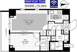 東京メトロ日比谷線 入谷駅 徒歩7分の賃貸マンション 11階1LDKの間取り