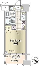 JR京葉線 八丁堀駅 徒歩5分の賃貸マンション 9階1Kの間取り
