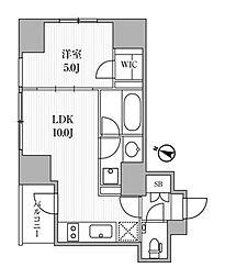 東京メトロ銀座線 神田駅 徒歩4分の賃貸マンション 10階1LDKの間取り