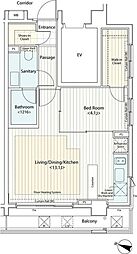 東京メトロ東西線 早稲田駅 徒歩2分の賃貸マンション 4階1LDKの間取り