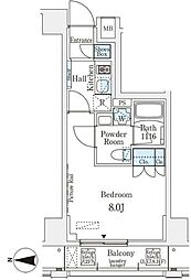 JR山手線 上野駅 徒歩7分の賃貸マンション 11階1Kの間取り