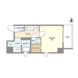 バウスフラッツ住吉 1Kの間取図画像