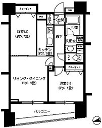 パークキューブ浅草田原町 2LDKの間取図画像