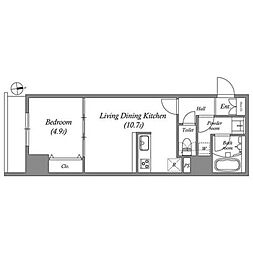 QUALITAS浅草橋 1LDKの間取図画像