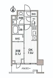 シーズンフラッツ両国サウス 1DKの間取図画像