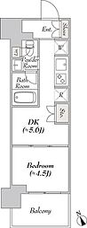 ウエリスアーバン水天宮前 1DKの間取図画像