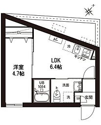 新宿区富久町マンション 1LDKの間取図画像