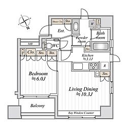 ドゥーエ銀座イースト2 1LDKの間取図画像