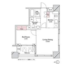 パークキューブ八丁堀 1LDKの間取図画像